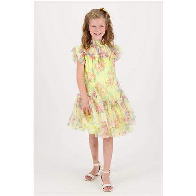 Angels Face Yellow Marigold Flower Tulle Sherbert Dress