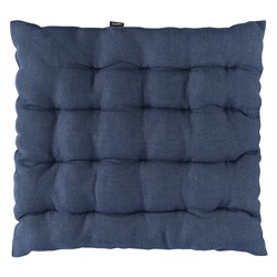 Подушка на стул из стираного льна синего цвета из коллекции Essential, 40х40x4 см