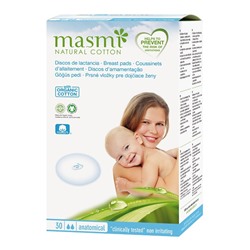 MASMI Вкладыши впитывающие для груди из органического хлопка для кормящих матерей 10 шт