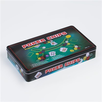 Покер, набор для игры (карты 2 колоды, фишки 300 шт.), с номиналом, 60 х 90 см