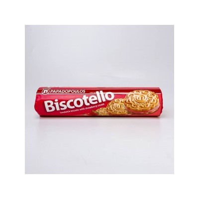 Печенье-сэндвич "Бискотелло" с клубничным кремом Papadopolous, 200г