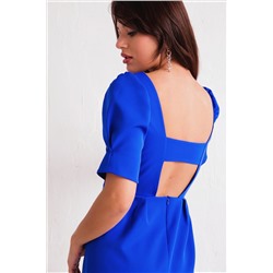 9938 Платье с декольте по спинке синее (остаток: 42)