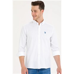 Мужская белая рубашка с принтом Saks Скидка 50% в корзине