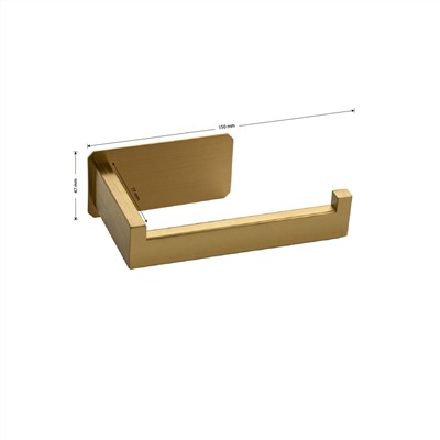 BRIMIX - Держатель туалетной бумаги из нержавеющей стали, антивандальный, на прямоугольном основании, на самоклейке, цвет матовое золото  ( 79918)