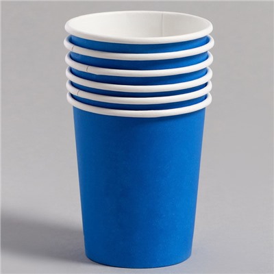 Набор бумажной посуды одноразовый: 6 тарелок, 6 стаканов, цвет голубой