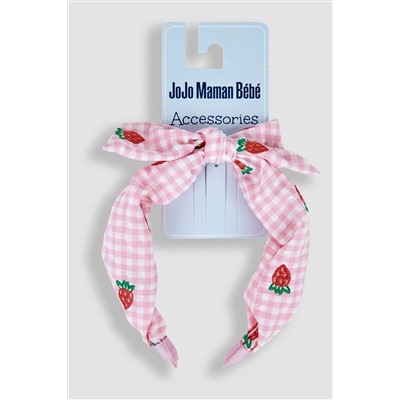 JoJo Maman Bébé Strawberry Embroidered Gingham Headband