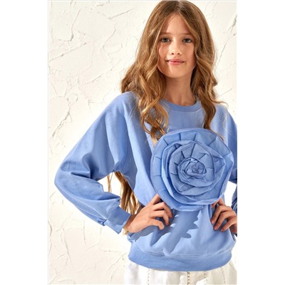 Angel & Rocket Blue Flora Corsage Sweatshirt