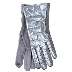 Комбинированные женские перчатки, цвет серебро