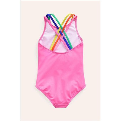 Boden Rainbow Cross-Back Swimsuit