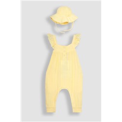 JoJo Maman Bébé 2-Piece Cheesecloth Jumpsuit & Hat Set