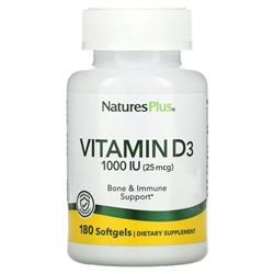 NaturesPlus, Витамин D3, 25 мкг (1000 МЕ), 180 капсул