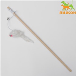 Дразнилка Мышь на деревянной палочке, 36 см