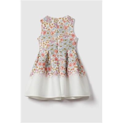 Reiss Emmie Floral Scuba Bow Fit-and-Flare Dress