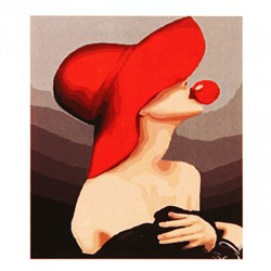 Картина по номерам 40*50 КОКОС Девушка в шляпе холст на подрамнике 215021