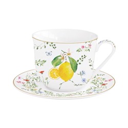 Чашка с блюдцем Цветы и лимоны, 0,37 л, 62847