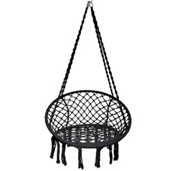 ProfiCamp Кресло-гамак подвесное плетёное (80х60х120 см, хлопок/поликоттон, до 150 кг, чёрное)