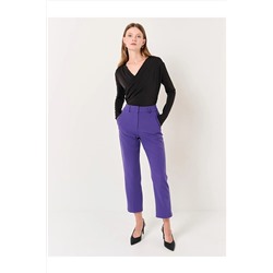 Пурпурные брюки из тканого материала с высокой талией