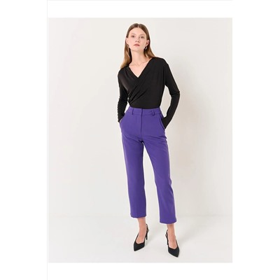 Пурпурные брюки из тканого материала с высокой талией