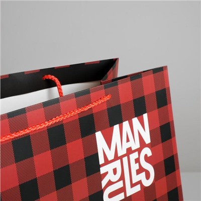 Пакет подарочный ламинированный, упаковка, «Man rules», XL 49 х 40 х 19 см