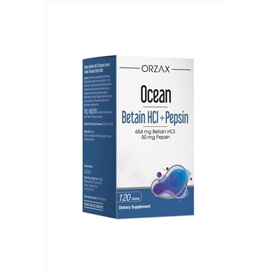 Ocean Orzax Betain Hcı Pepsin Ocean Orzax Бетаин HCI Пепсин Пищевая добавка 120 таблеток