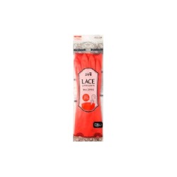 Clean wrap Перчатки из натурального латекса "LACE LATEX GLOVES" с внутренним покрытием (укороченные, с крючками для сушки) коралловые, размер L / 50