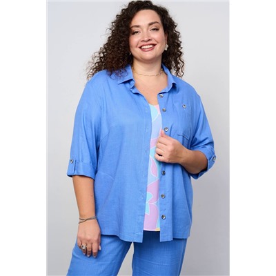 Блузка из хлопка голубого цвета