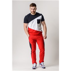 Спортивные брюки М-1228: Красный / Тёмно-синий