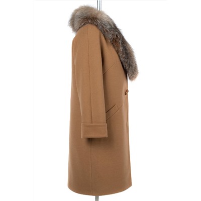 02-3190 Пальто женское утепленное Пальтовая ткань Кэмел