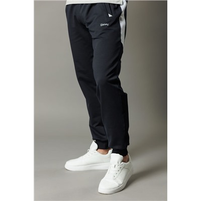 Спортивные брюки М-1220: Тёмно-синий / Серый меланж