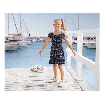 lupilu® Kinder Mädchen Kleid, mit elastischem Gummizug und süßem Volant
