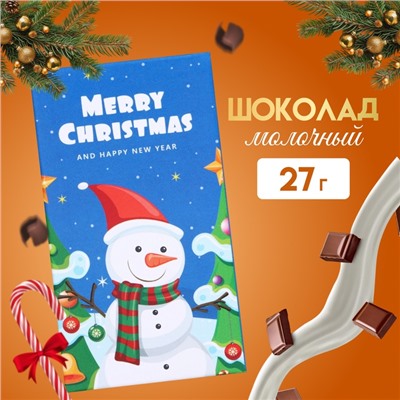 Шоколад молочный "Merry Christmas and Happy New Year", снеговик , 27 г