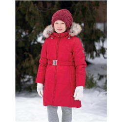 Пальто зимнее для девочки Юнона красное 228-20з Батик