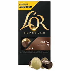 Кофе в алюминиевых капсулах L'OR "Espresso Forza" для кофемашин Nespresso, 10 порций, ФРАНЦИЯ, 4028605