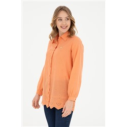 Женская рубашка лососевого цвета с длинным рукавом Неожиданная скидка в корзине