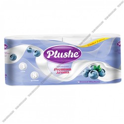 Туалетная бумага "Plushe. Premium Aroma Frosted Bluberry " 3-х слойная,8шт по 15м в упаковке, цвет белый, ароматизированная, голубика (16)