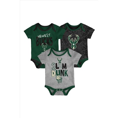 Fanatics Green NBA Milwaukee Bucks Slam Dunk 3pc Bodysuit