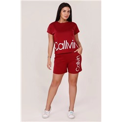 Костюм футболка+шорты - Callvin - 601 - бордовый