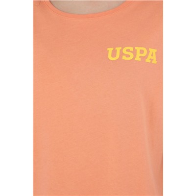 Женская футболка с круглым вырезом лососевого цвета Неожиданная скидка в корзине