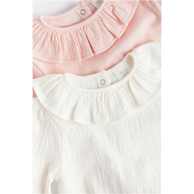 Pink and White Textured Baby Bodysuit 2 Pack