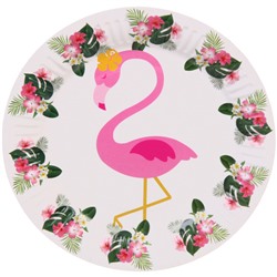 Тарелка бумажная 18 см в наборе 10 шт "Фламинго"
