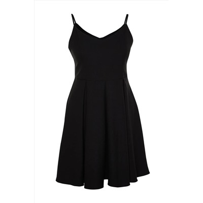 Черное тканое платье с V-образным вырезом TBBSS23AH00228