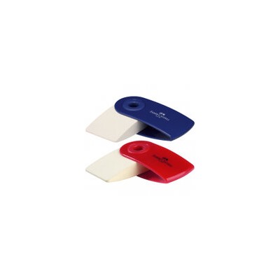 6шт Ластик Faber-Castell "Sleeve Mini", прямоугольный, 54*25*13мм, красный/синий пластиковый футляр