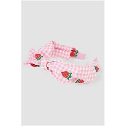 JoJo Maman Bébé Strawberry Embroidered Gingham Headband