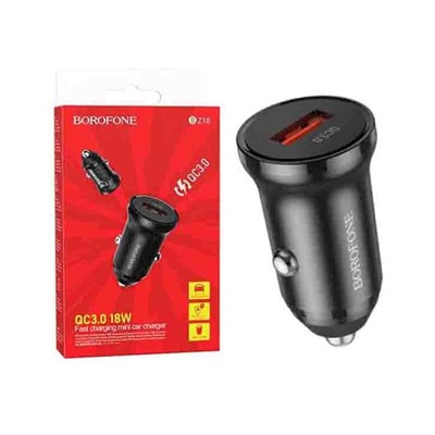 Автомобильный адаптер питания BOROFONE BZ18 1USB QC 3.0 (черный)