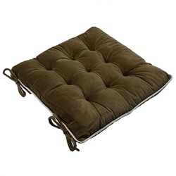 Подушка для стула 40х40х5см "Марсель" с кантом, коричневый, велюр, 100% полиэстер (наполнитель синтепон) (Китай)