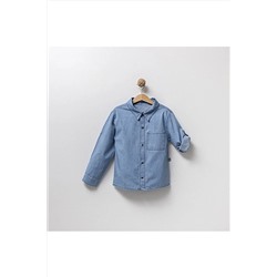 Детская базовая джинсовая рубашка унисекс с длинными рукавами для детей 5–8 лет 7129
