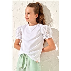 Angel & Rocket Mia Broderie Sleeve White Blouses