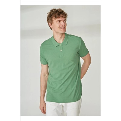 Зеленая мужская футболка-поло 199 LCM 242040 BAS