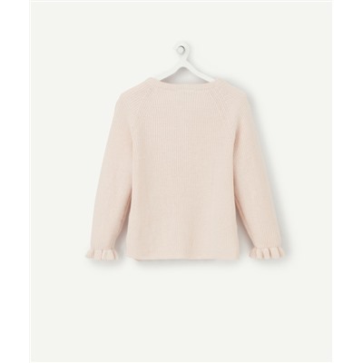 GILET FILLE EN COTON ROSE PÂLE