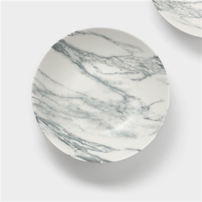 Тарелки глубокие Magistro Real Marble, 800 мл, 21×4,7 см, набор 2 шт, фарфор, белые